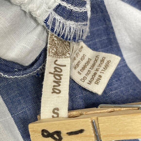 Japna Wide Leg Blue White Stripe Jumpsuit Women S Cotton Tie Back Preppy Coastal - Picture 3 of 9